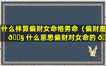 什么样算偏财女命格男命（偏财是 🐧 什么意思偏财对女命的 🐳 影）